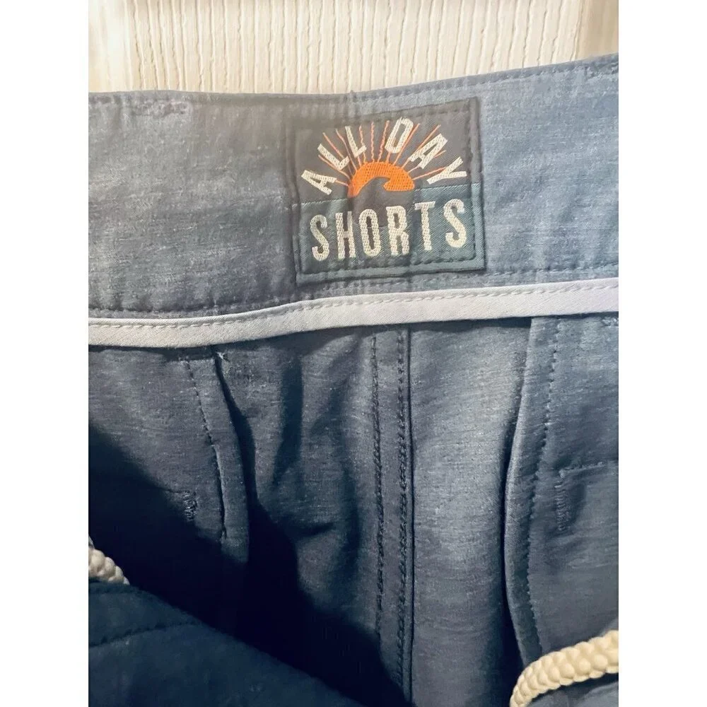 Faherty Men's All Day Shorts Belt Loop Size 28 Inseam 9” Chino Drawstring Navy